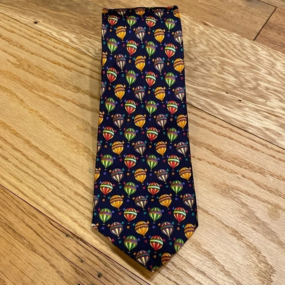 John Comfort Made in England Hot Air Balloon Multi Color Silk Tie